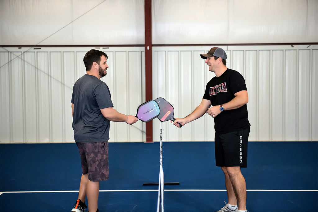 Friends having fun playing Pickleball